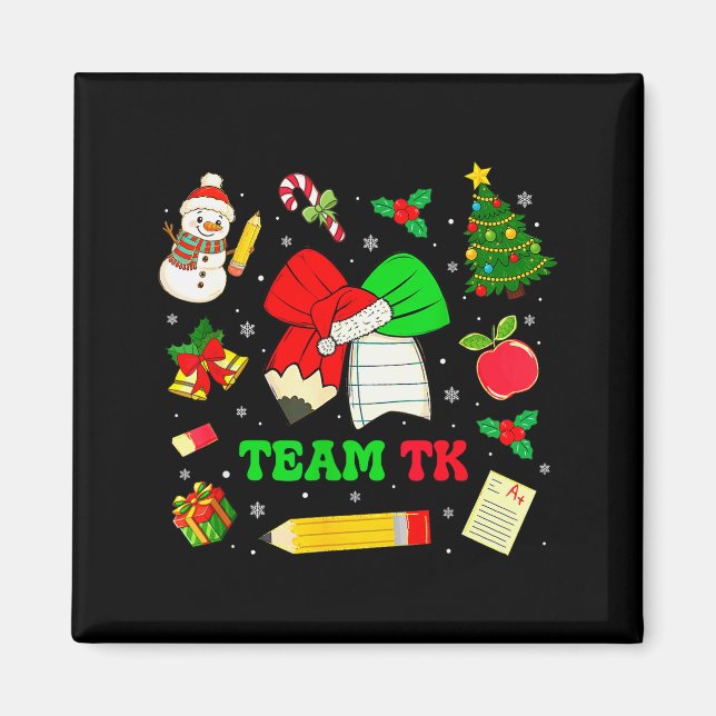 Coquette Bow Team Tk Christmas Transitional Kinder Magnet (Front)