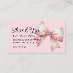 coquette bow thank you for your purchase business card