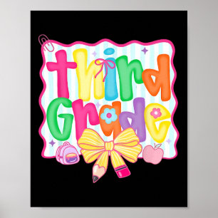 Coquette Bow Third Grade Back To School 3rd Grade Poster