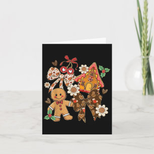 Coquette Bow Tis The Season Christmas Gingerbread Card