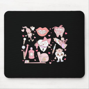 Coquette Bow Tooth Dental Squad Valentine Day Dent Mouse Pad
