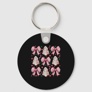 Coquette Bow Tree Cake Candy Cane Merry Christmas  Key Ring