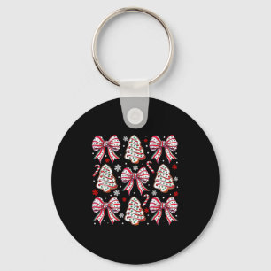 Coquette Bow Tree Cake Candy Cane Merry Christmas  Key Ring