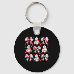 Coquette Bow Tree Cake Candy Cane Merry Christmas  Key Ring