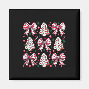 Coquette Bow Tree Cake Candy Cane Merry Christmas Magnet