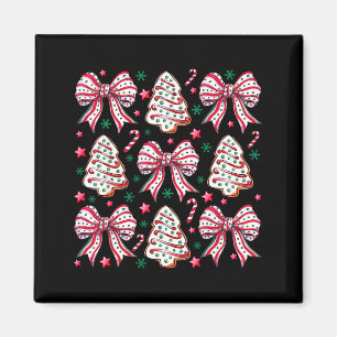 Coquette Bow Tree Cake Candy Cane Merry Christmas  Magnet