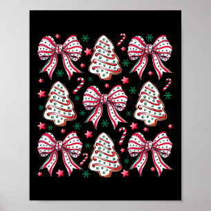Coquette Bow Tree Cake Candy Cane Merry Christmas Poster