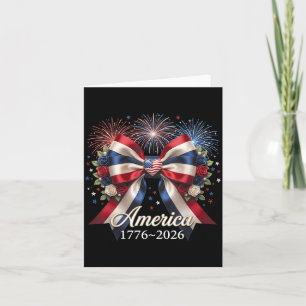 Coquette Bow USA Heart 1776 2026 July 4th 250th Card