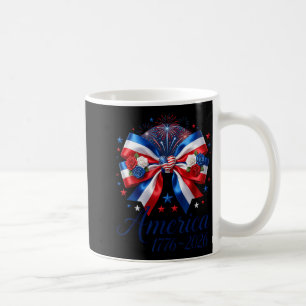 Coquette Bow USA Heart 1776 2026 July 4th 250th Coffee Mug