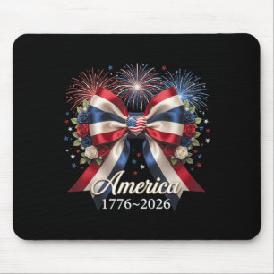 Coquette Bow USA Heart 1776 2026 July 4th 250th Mouse Pad