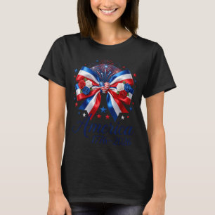 Coquette Bow USA Heart 1776 2026 July 4th 250th T-Shirt