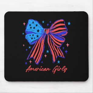 Coquette Bow Usa Patriotic American Flag 4th Of Ju Mouse Pad