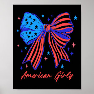 Coquette Bow Usa Patriotic American Flag 4th Of Ju Poster