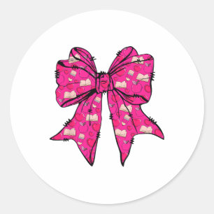 Coquette Bow Valentine’s Day Pencil Notebook Teach Classic Round Sticker