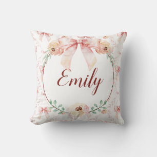 Coquette bow watercolor cushion