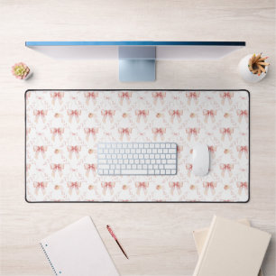 Coquette bow watercolor desk mat