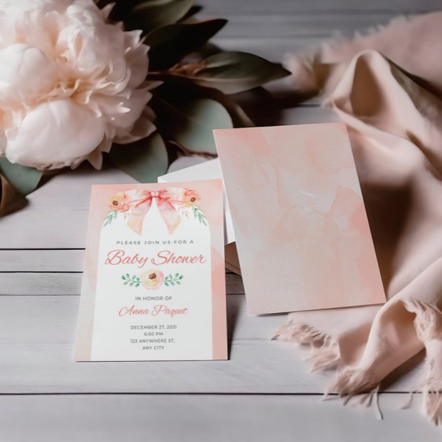 Coquette Bow Watercolor  Invitation (Creator Uploaded)