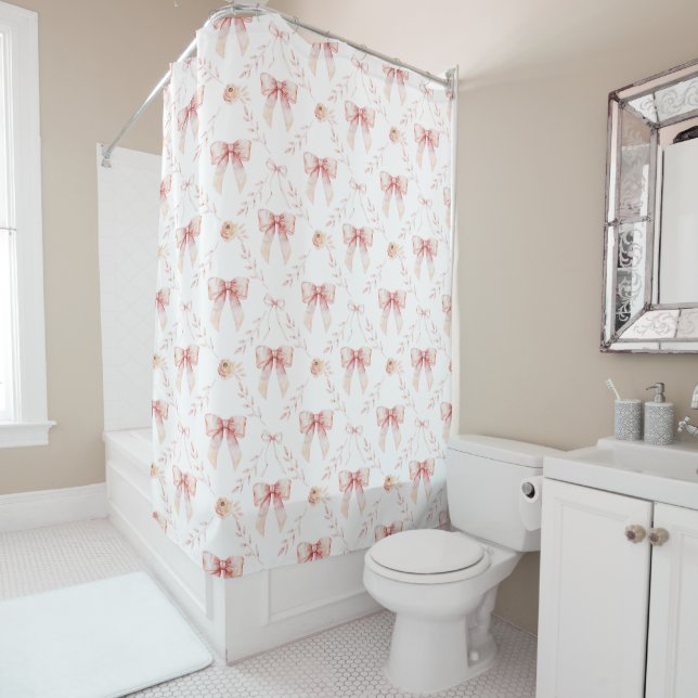 Coquette bow watercolor  shower curtain (In Situ)