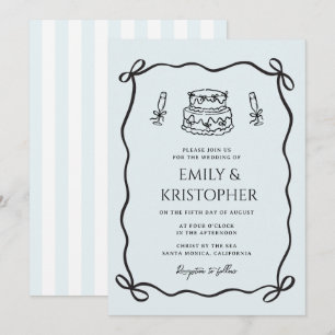 Coquette Bow Wedding Cake Invitation