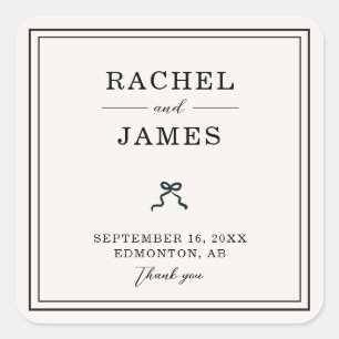 Coquette Bow Wedding Minimal Elegant Personalised Square Sticker