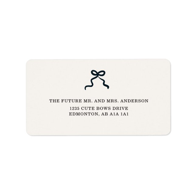 Coquette Bow Wedding Minimalist Elegant  Label (Front)