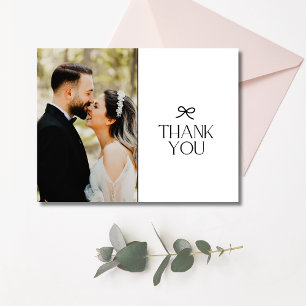 Coquette Bow Wedding Photo Thank You Postcard