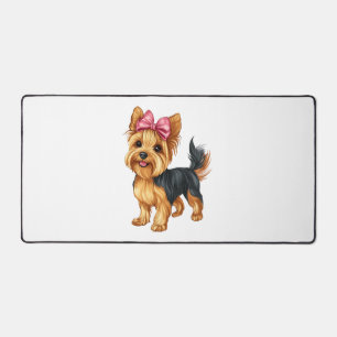 Coquette Bow Yorkshire Terrier Dog Yorkie Mum Girl Desk Mat