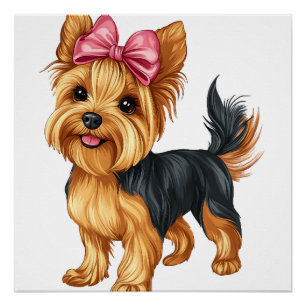 Coquette Bow Yorkshire Terrier Dog Yorkie Mum Girl Poster
