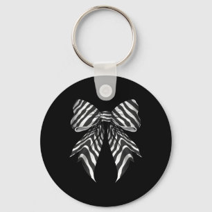Coquette Bow Zebra Skin Pattern Cute Halloween Cos Key Ring