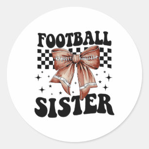 Coquette Bows American Footll Sister Game Day Than Classic Round Sticker