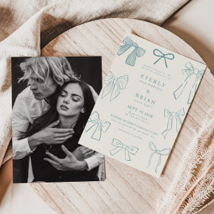 Coquette Bows Blue Wedding Invitation