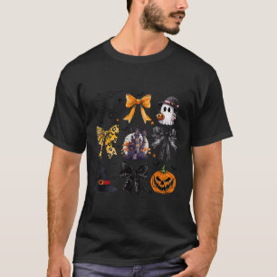Coquette Bows Ghost Pumpkin Witch Spooky Season Ha T-Shirt