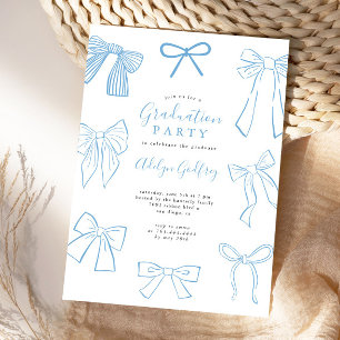 Coquette Bows Light Blue Graduation Party  Invitation