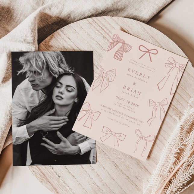 Coquette Bows Pink Wedding Invitation (Creator Uploaded)