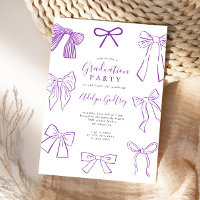 Coquette Bows Purple Graduation Party Invitation