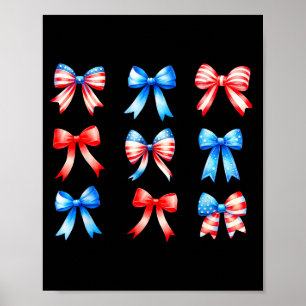 Coquette Bows Red White Blue Illustration Poster