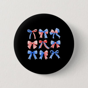 Coquette Bows Red White Blue Usa Flag 4th Of July 6 Cm Round Badge