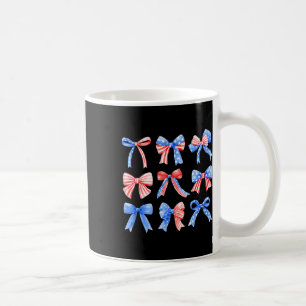 Coquette Bows Red White Blue Usa Flag 4th Of July Coffee Mug