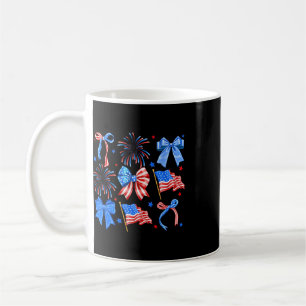 Coquette Bows Red White Blue Usa Flag 4th Of July  Coffee Mug