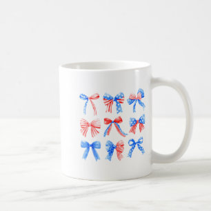 Coquette Bows Red White Blue Usa Flag 4th Of July Coffee Mug