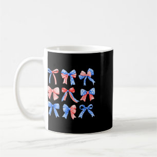 Coquette Bows Red White Blue Usa Flag 4th Of July Coffee Mug