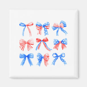 Coquette Bows Red White Blue Usa Flag 4th Of July Magnet