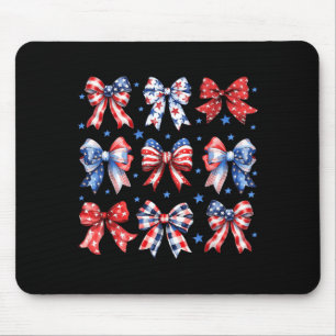 Coquette Bows Red White Blue USA Flag 4th of July Mouse Pad