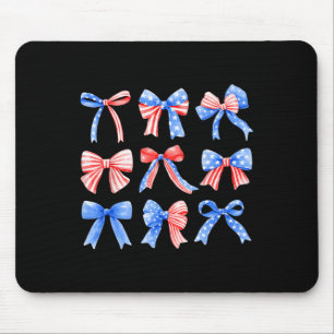 Coquette Bows Red White Blue Usa Flag 4th Of July Mouse Pad