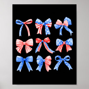 Coquette Bows Red White Blue Usa Flag 4th Of July Poster