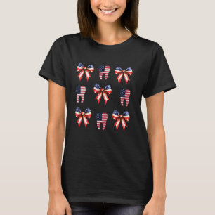 Coquette Bows Teeth Dentist Funny 4th Of July Patr T-Shirt