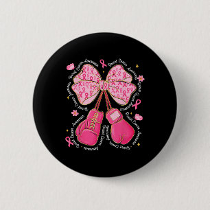 Coquette Boxing Gloves Pink Ribbon Breast Cancer A 6 Cm Round Badge