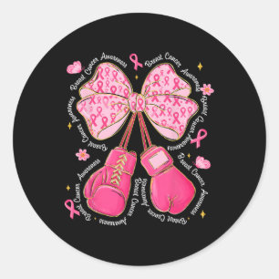 Coquette Boxing Gloves Pink Ribbon Breast Cancer A Classic Round Sticker