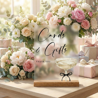 Coquette Bridal Shower Cards and Gifts Table Acrylic Sign