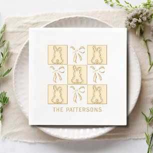 Coquette Bunnies Bows Easter Personalised Name Foil Napkins